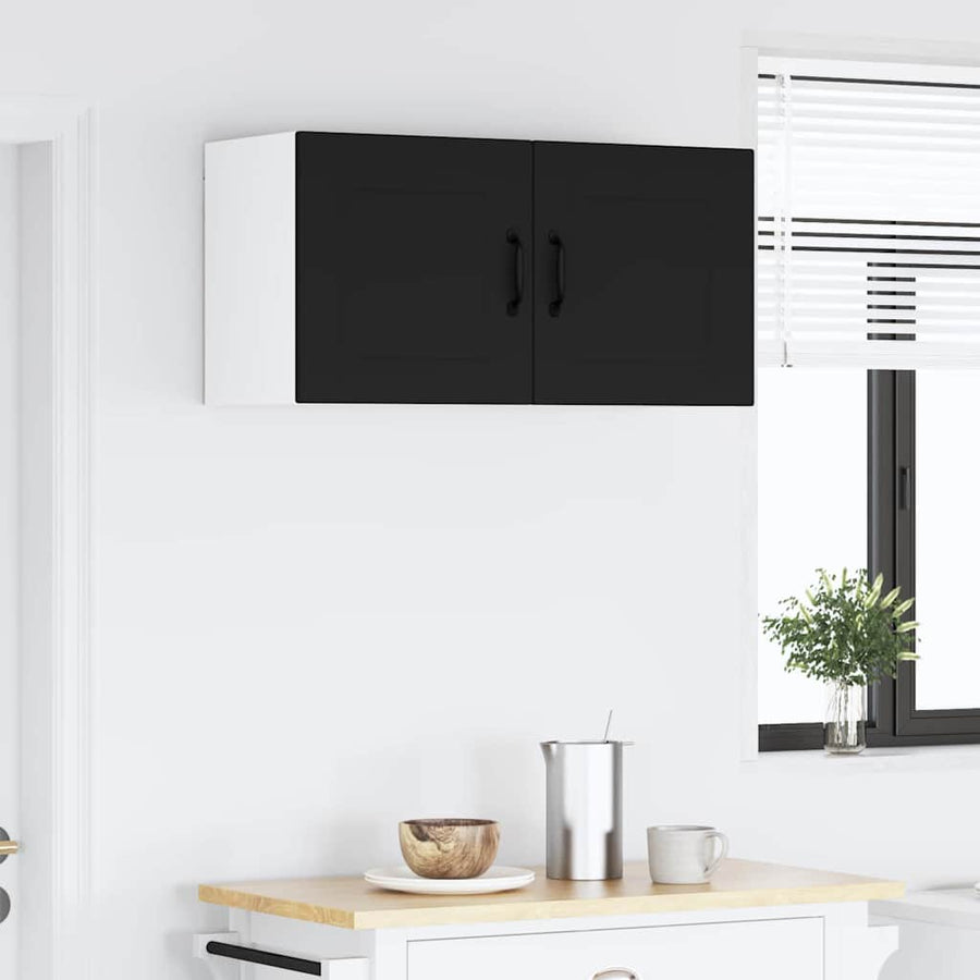 Keukenkast aan de muur Zwart 80 x 31 x 40 cm Bewerkt hout