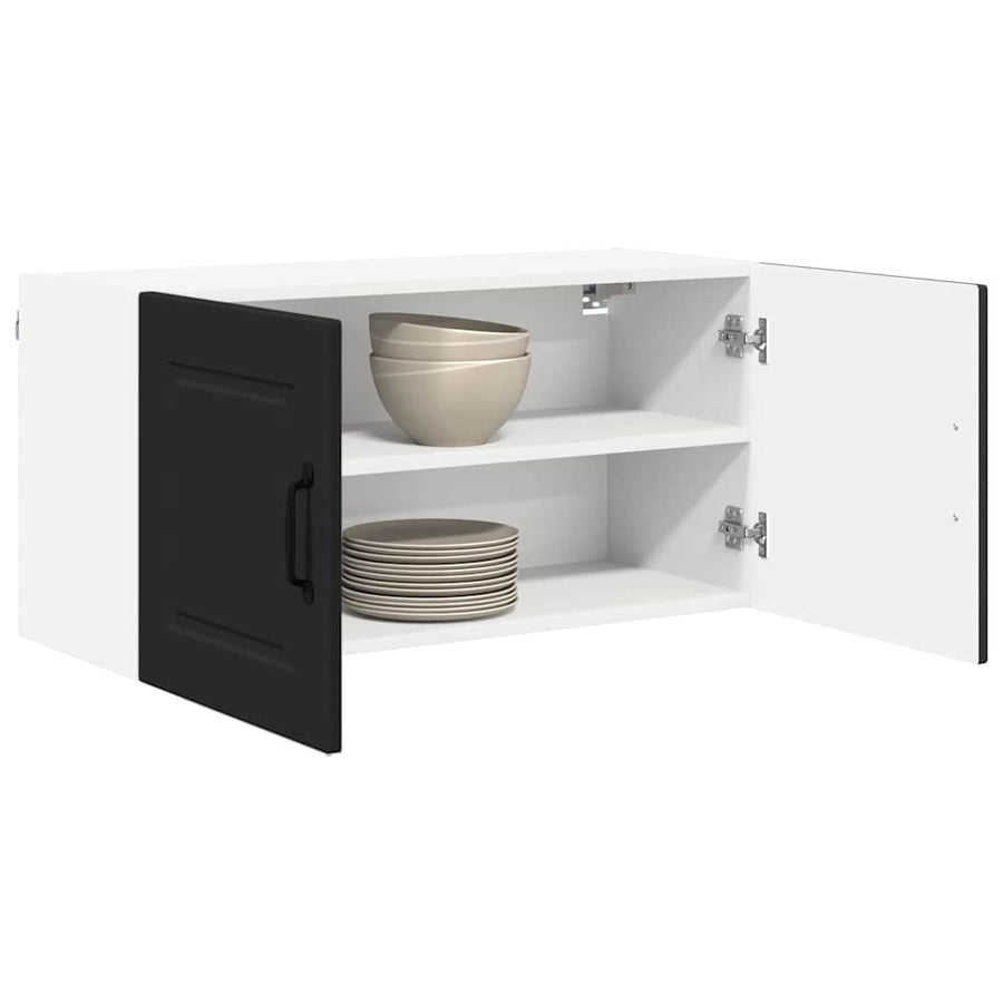 Keukenkast aan de muur Zwart 80 x 31 x 40 cm Bewerkt hout