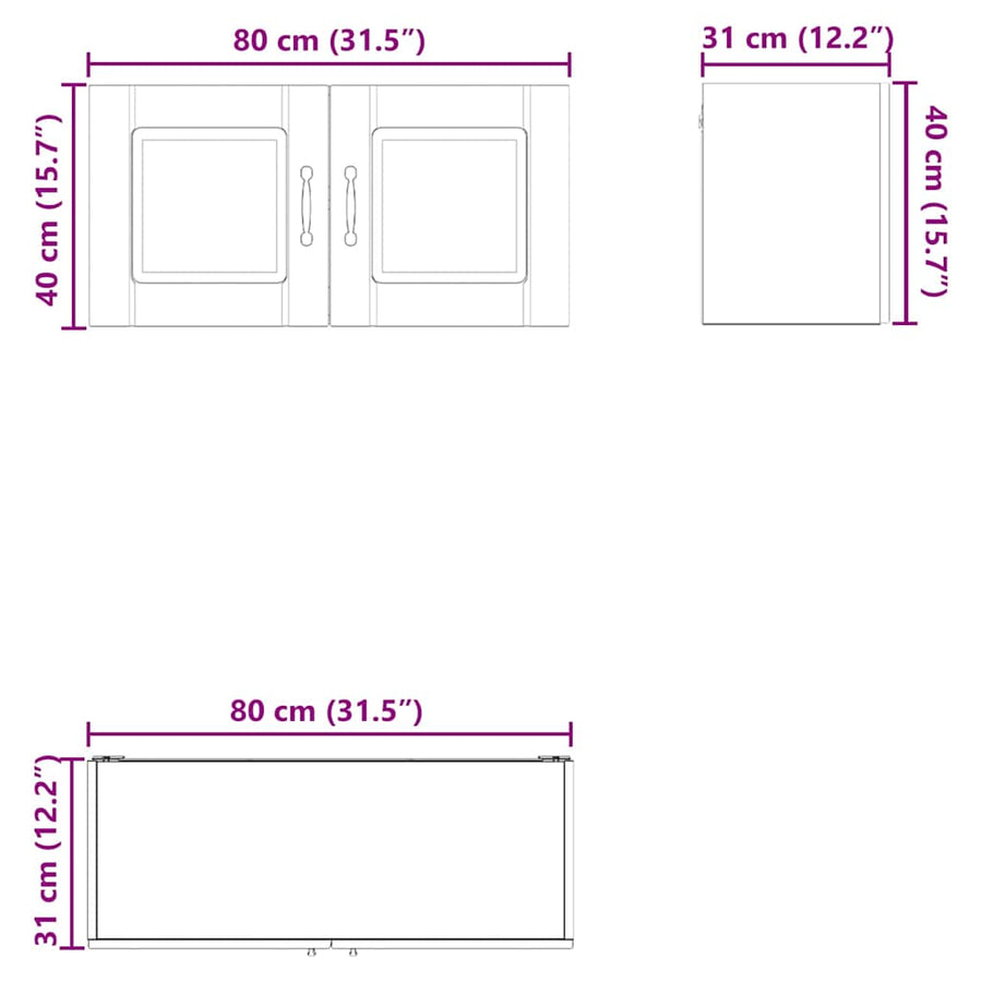 Keukenkast aan de muur Bruin Eiken 80 x 31 x 40 cm Bewerkt hout