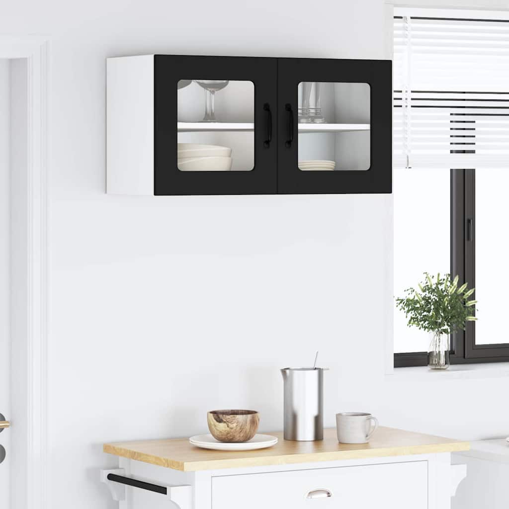 Keukenkast aan de muur Zwart 80 x 31 x 40 cm Bewerkt hout