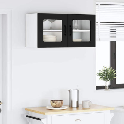 Keukenkast aan de muur Zwart 80 x 31 x 40 cm Bewerkt hout