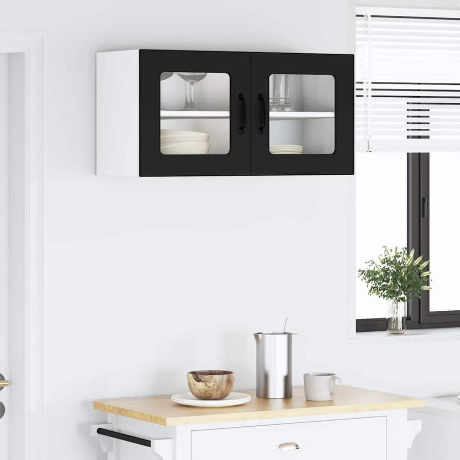 Keukenkast aan de muur Zwart 80 x 31 x 40 cm Bewerkt hout