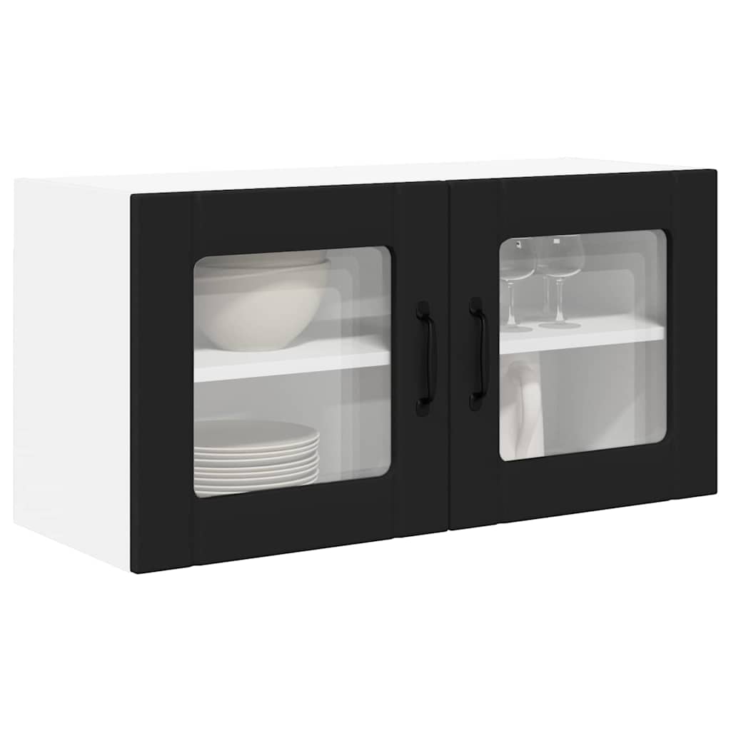Keukenkast aan de muur Zwart 80 x 31 x 40 cm Bewerkt hout