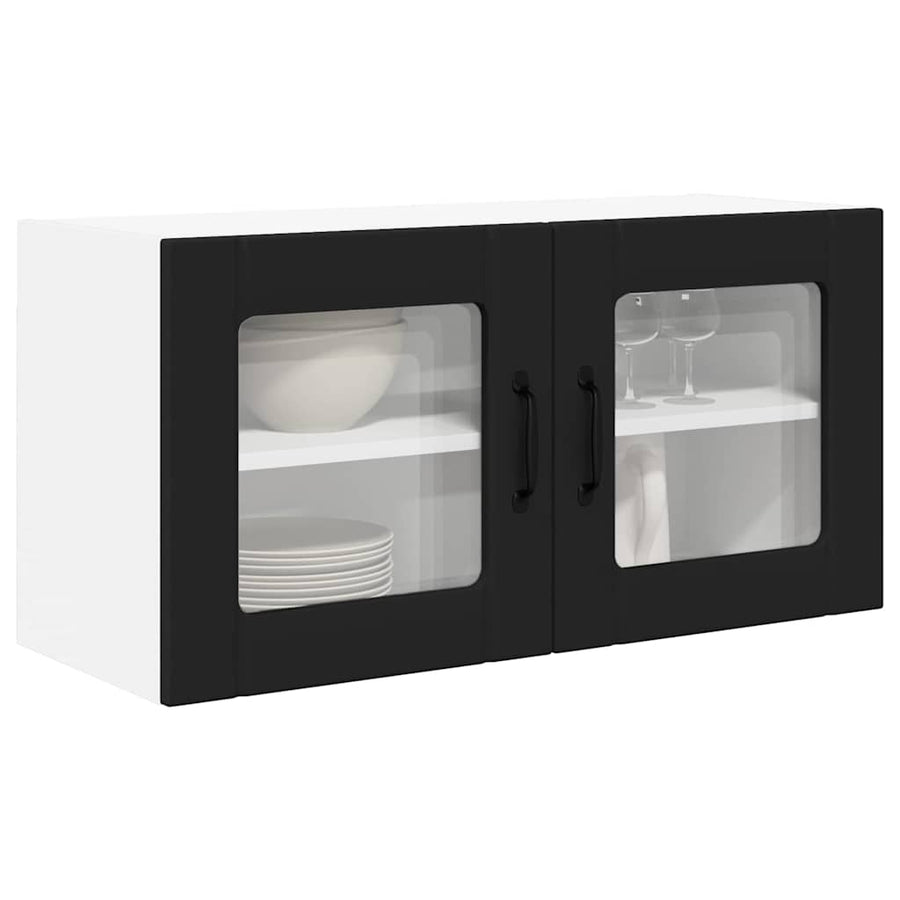 Keukenkast aan de muur Zwart 80 x 31 x 40 cm Bewerkt hout
