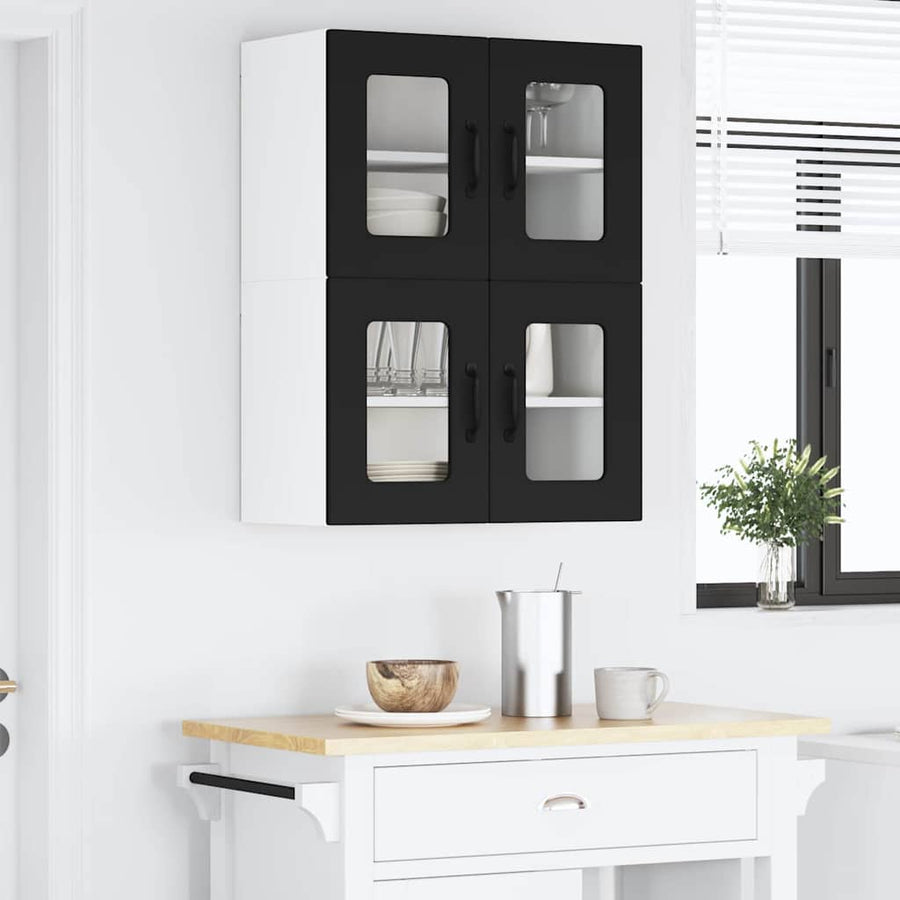Keukenkast aan de muur Zwart 60 x 31 x 40 cm Bewerkt hout