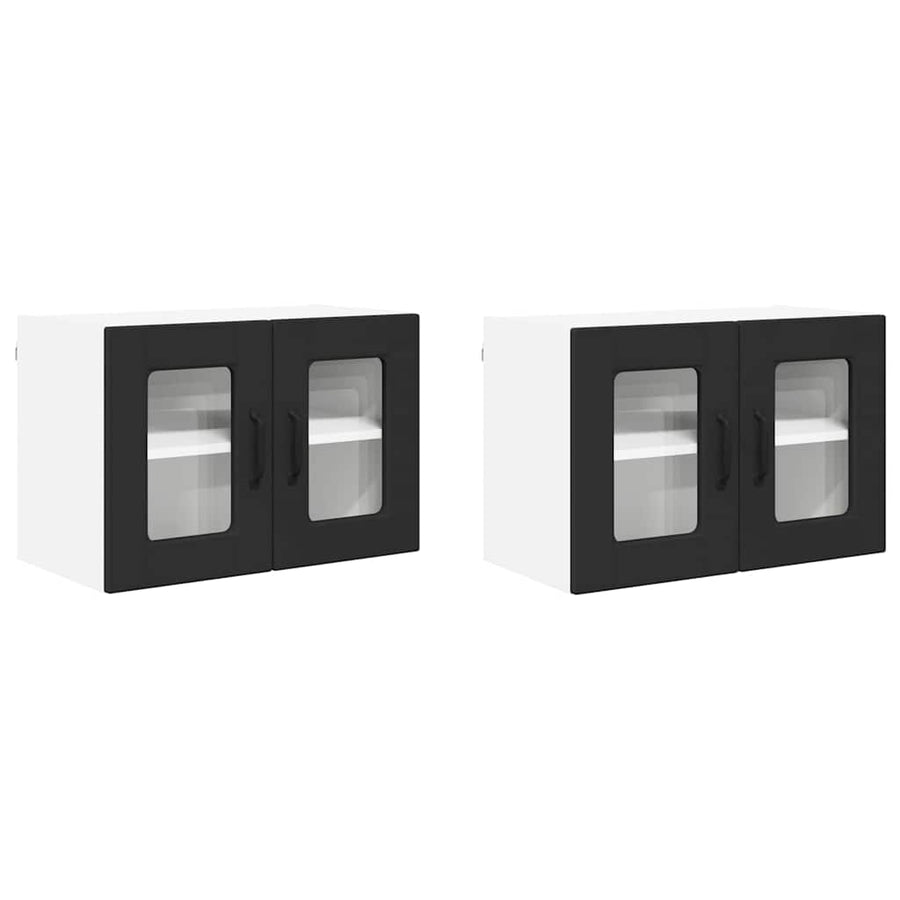 Keukenkast aan de muur 2 pcs Zwart 60 x 31 x 40 cm Bewerkt hout