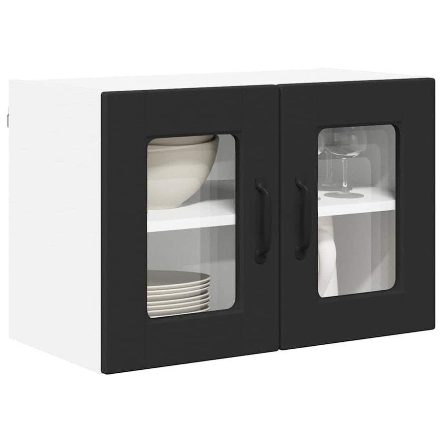 Keukenkast aan de muur 2 pcs Zwart 60 x 31 x 40 cm Bewerkt hout