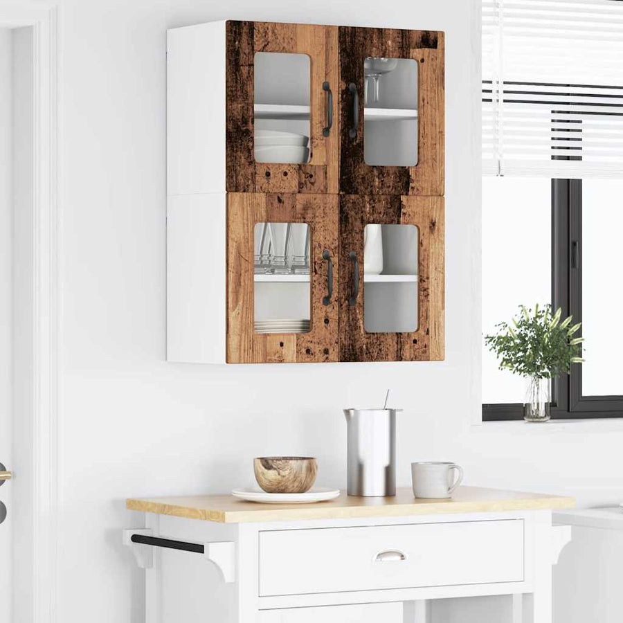 Keukenkast aan de muur met plank 2 pcs Oud Hout 60 x 31 x 40 cm