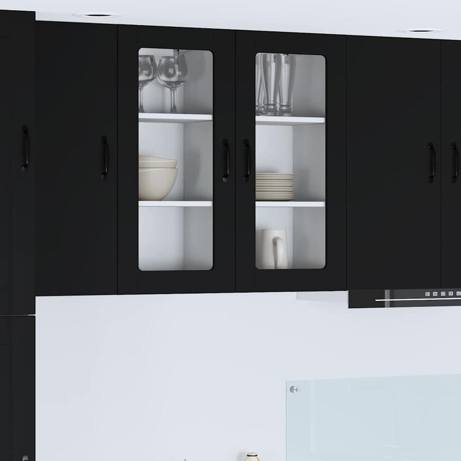 Keukenkast aan de muur Zwart 40 x 31 x 80 cm Bewerkt hout
