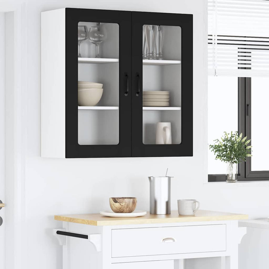 Keukenkast aan de muur Zwart 40 x 31 x 80 cm Bewerkt hout