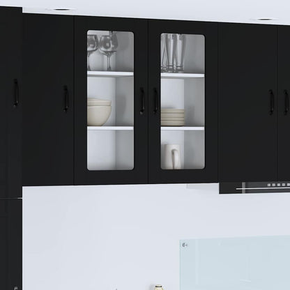 Keukenkast aan de muur 2 pcs Zwart 40 x 31 x 80 cm Bewerkt hout