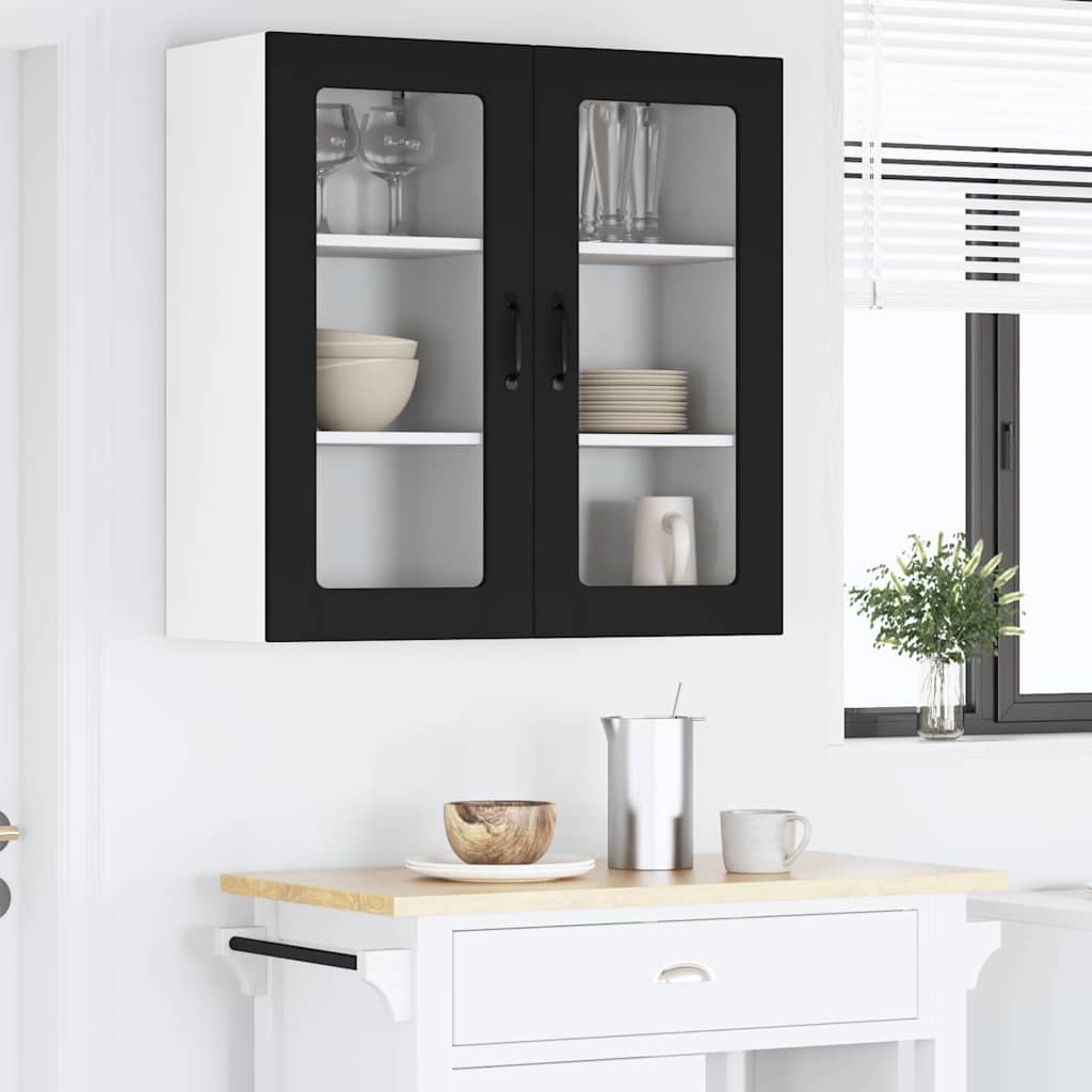 Keukenkast aan de muur 2 pcs Zwart 40 x 31 x 80 cm Bewerkt hout