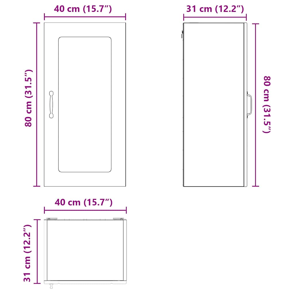 Keukenkast aan de muur 2 pcs Zwart 40 x 31 x 80 cm Bewerkt hout