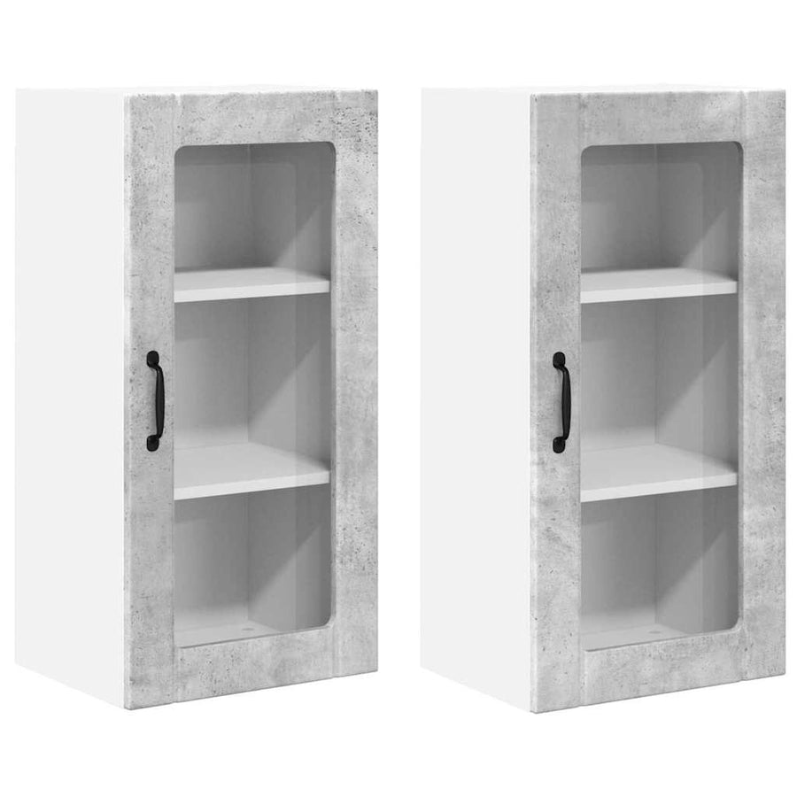 Keukenkast aan de muur 2 pcs Beton Grijs 40 x 31 x 80 cm