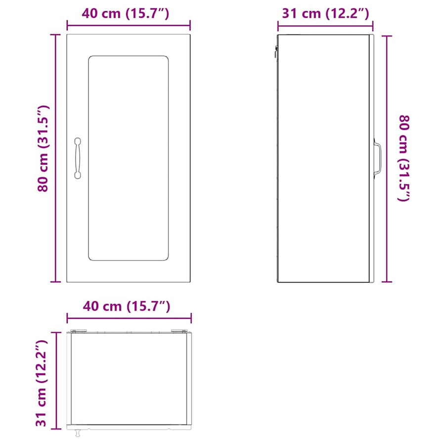 Keukenkast aan de muur 2 pcs Beton Grijs 40 x 31 x 80 cm