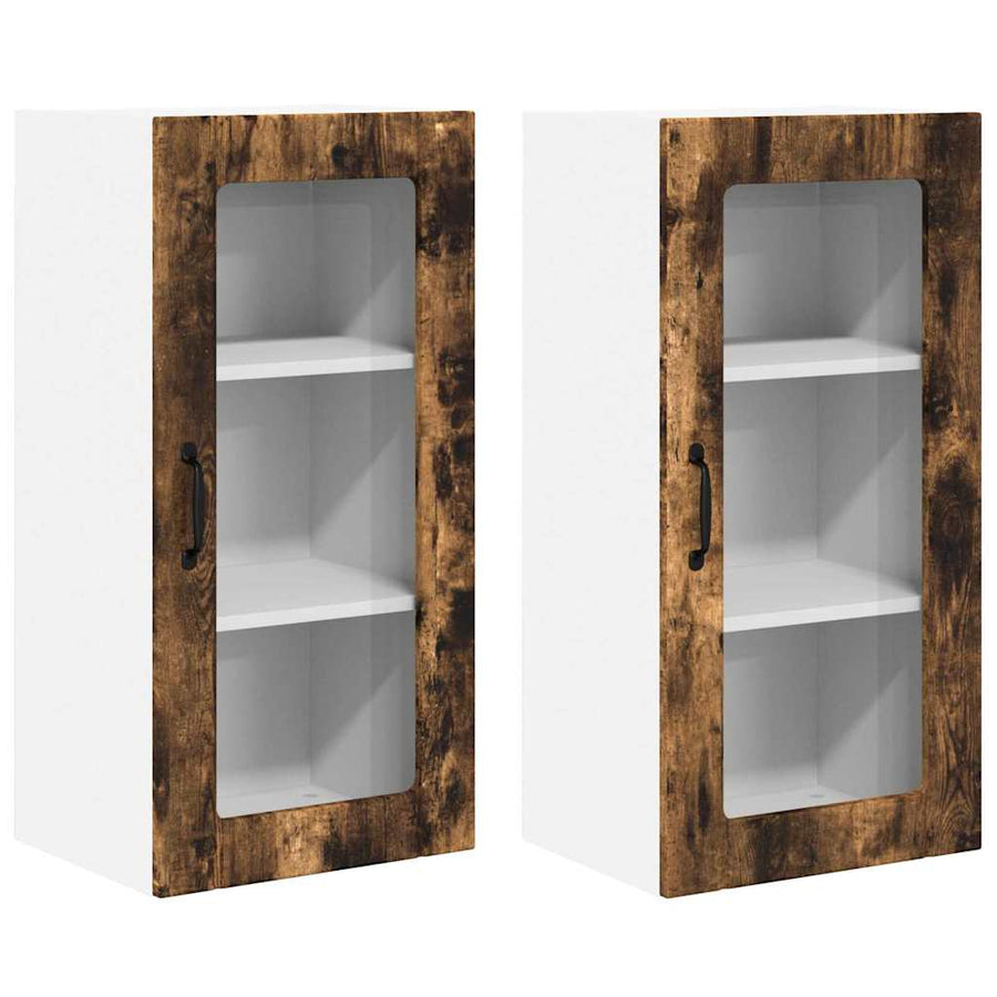 Keukenkast aan de muur 2 pcs Gerookt eiken 40 x 31 x 80 cm