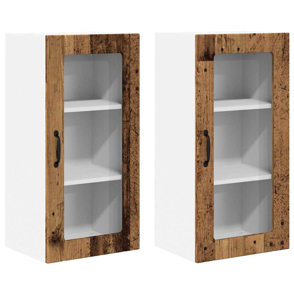 Keukenkast aan de muur met plank 2 pcs Oud Hout 40 x 31 x 80 cm