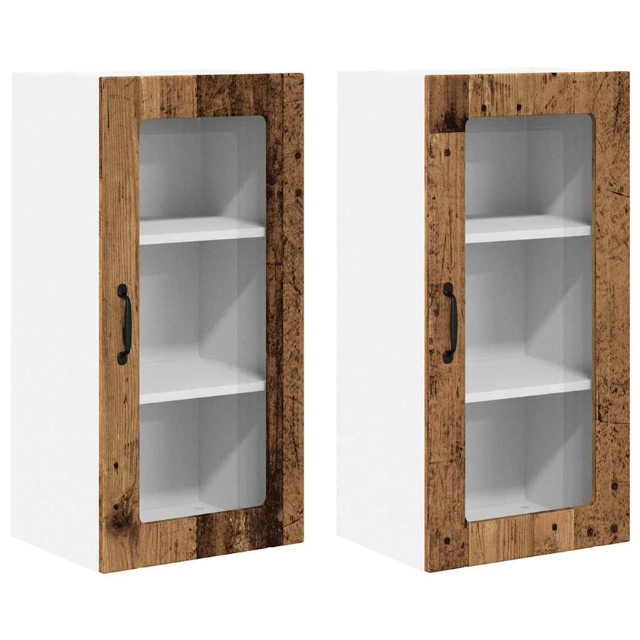 Keukenkast aan de muur met plank 2 pcs Oud Hout 40 x 31 x 80 cm