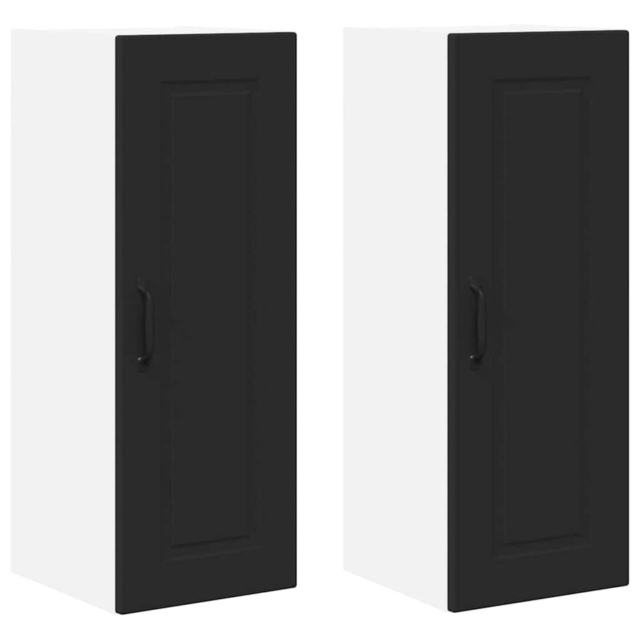 Keukenkast aan de muur 2 pcs Zwart 30 x 31 x 80 cm Bewerkt hout
