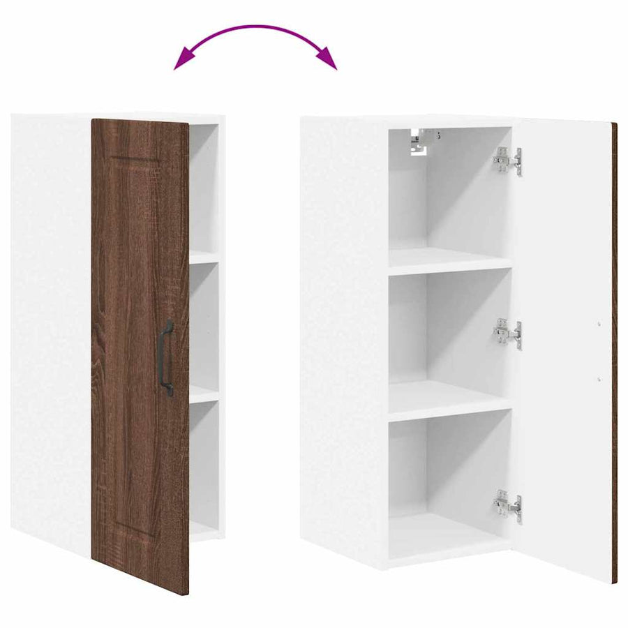 Keukenkast aan de muur Bruin Eiken 30 x 31 x 80 cm Bewerkt hout
