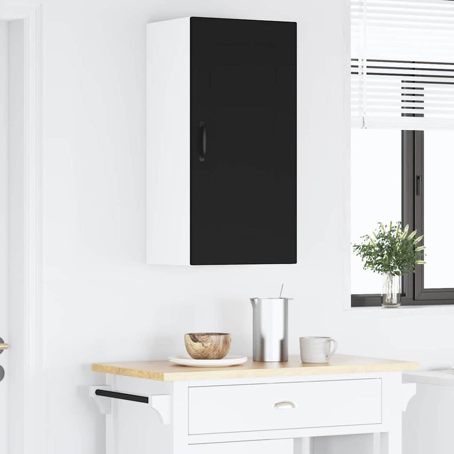 Keukenkast aan de muur Zwart 40 x 31 x 80 cm Bewerkt hout