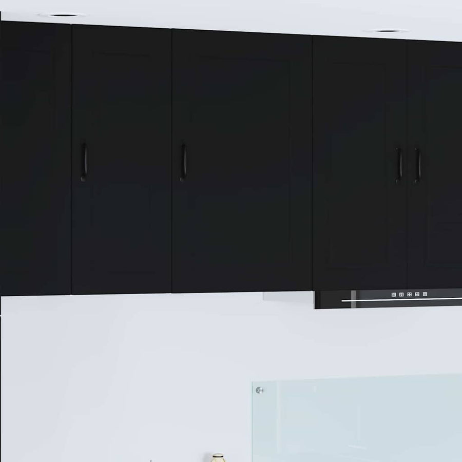 Keukenkast aan de muur Zwart 50 x 31 x 80 cm Bewerkt hout