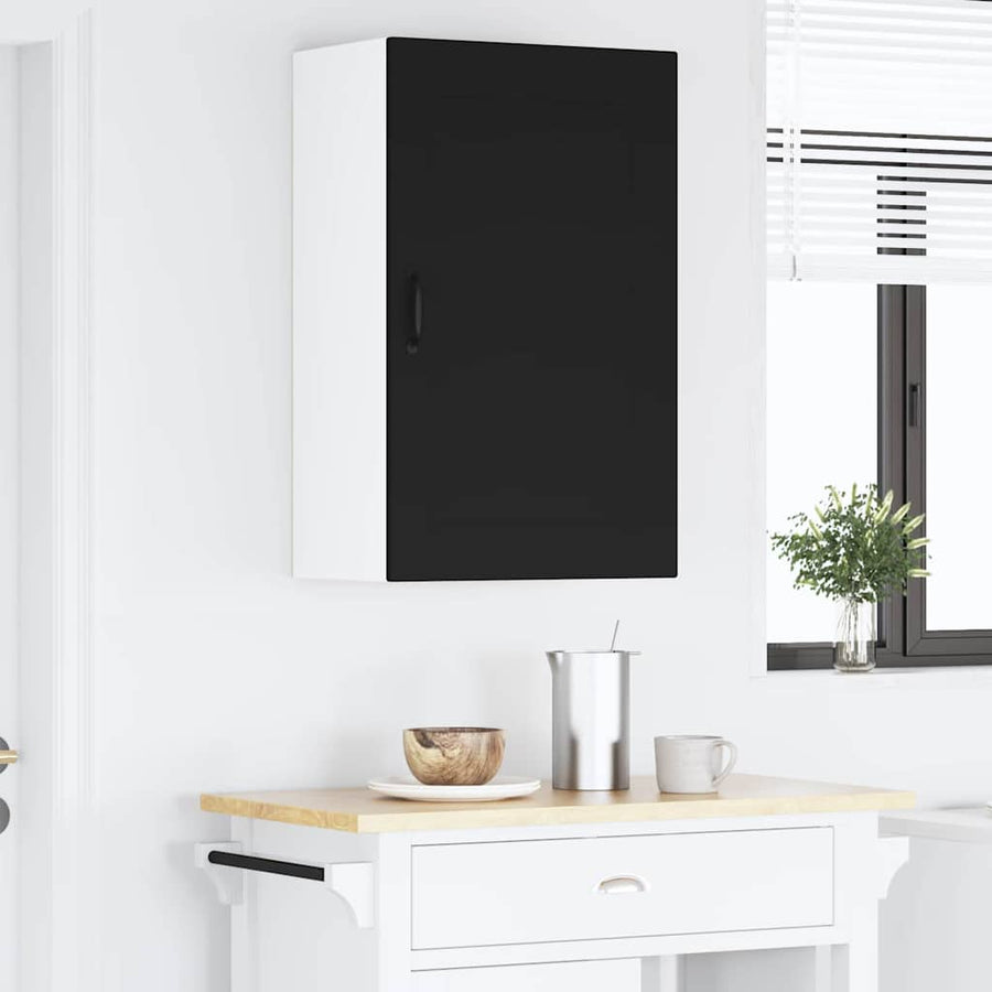 Keukenkast aan de muur Zwart 50 x 31 x 80 cm Bewerkt hout