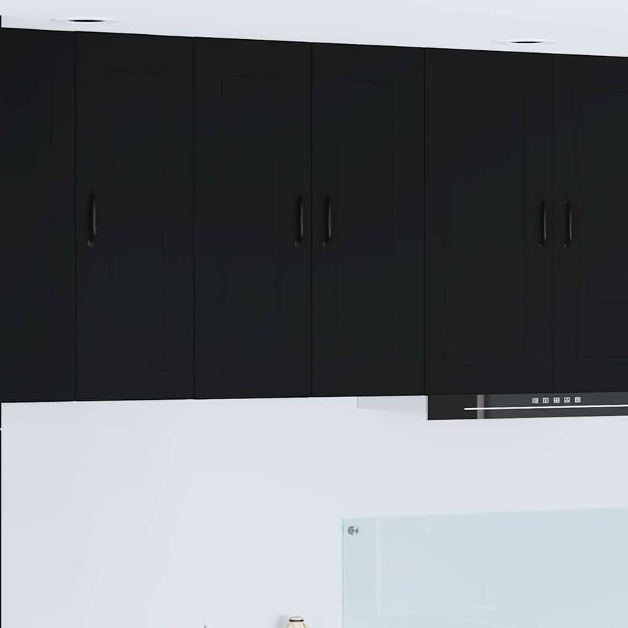 Keukenkast aan de muur Zwart 60 x 31 x 80 cm Bewerkt hout