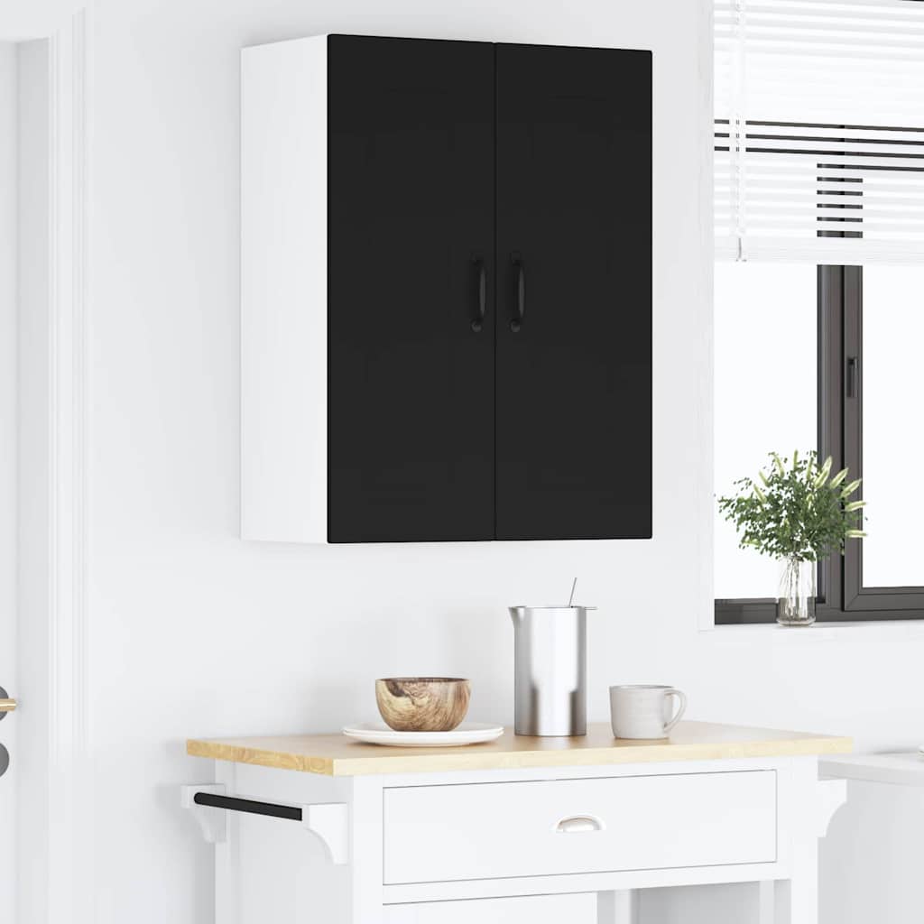 Keukenkast aan de muur Zwart 60 x 31 x 80 cm Bewerkt hout