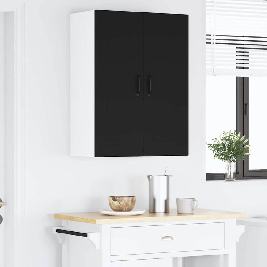 Keukenkast aan de muur Zwart 60 x 31 x 80 cm Bewerkt hout