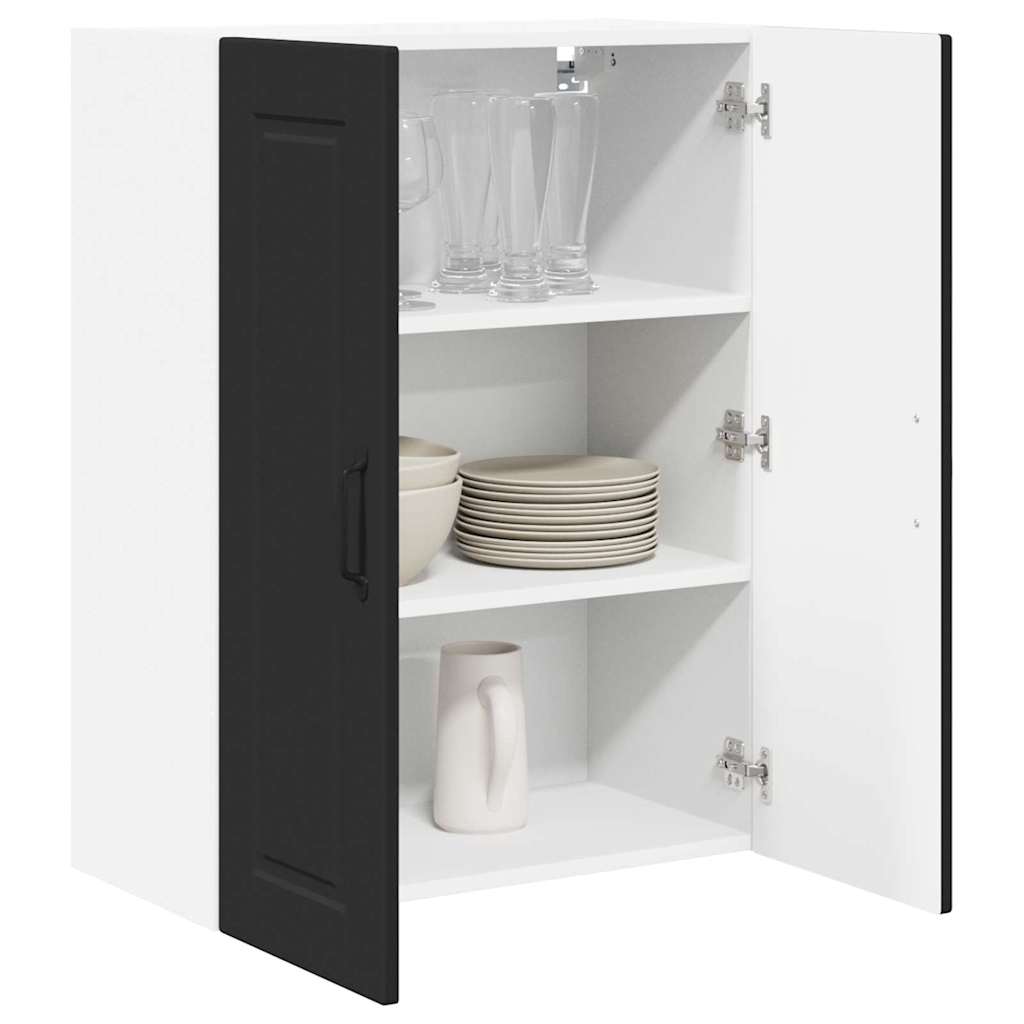 Keukenkast aan de muur Zwart 60 x 31 x 80 cm Bewerkt hout