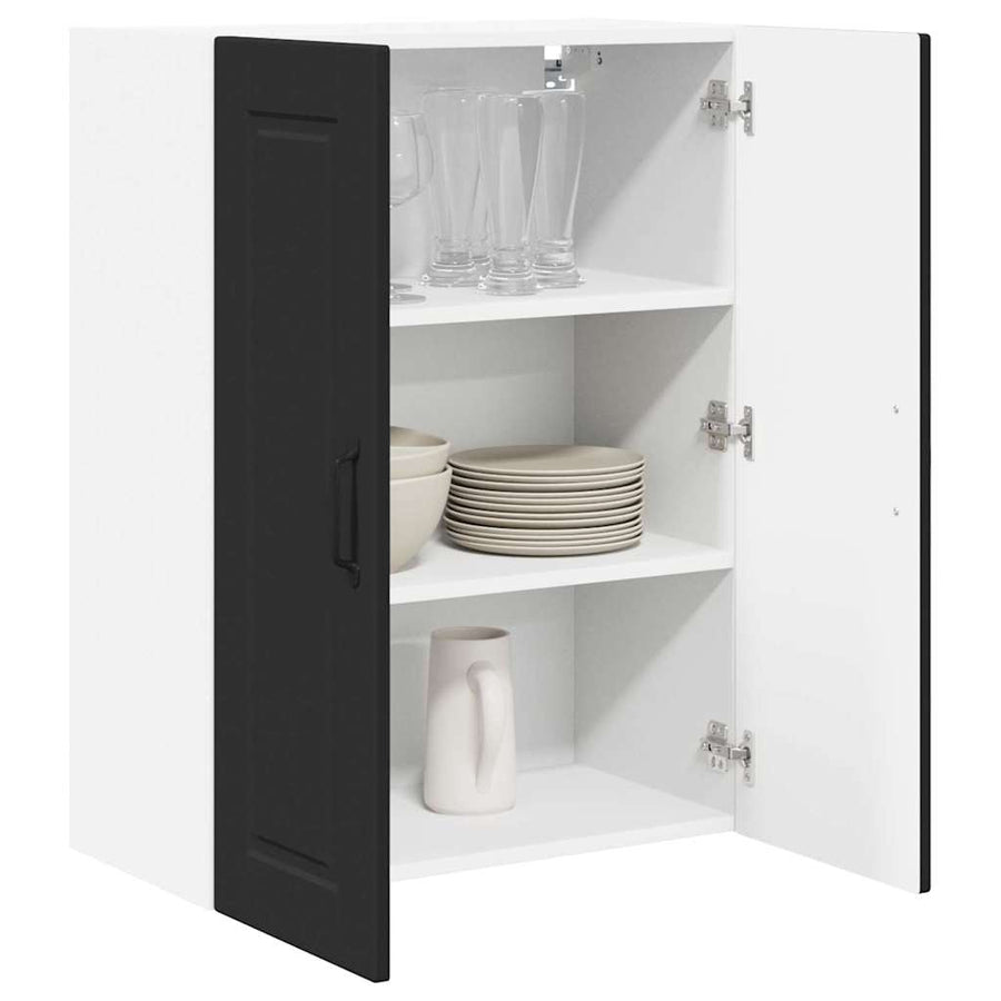 Keukenkast aan de muur Zwart 60 x 31 x 80 cm Bewerkt hout