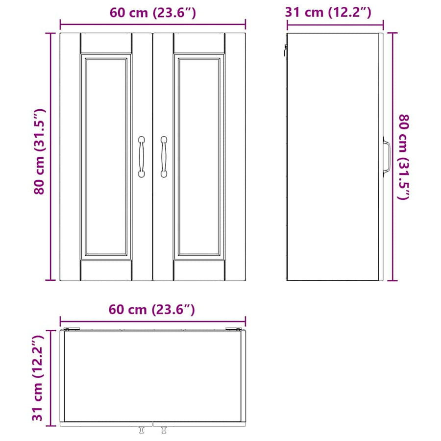 Keukenkast aan de muur met plank Artisan Eiken 60 x 31 x 80 cm
