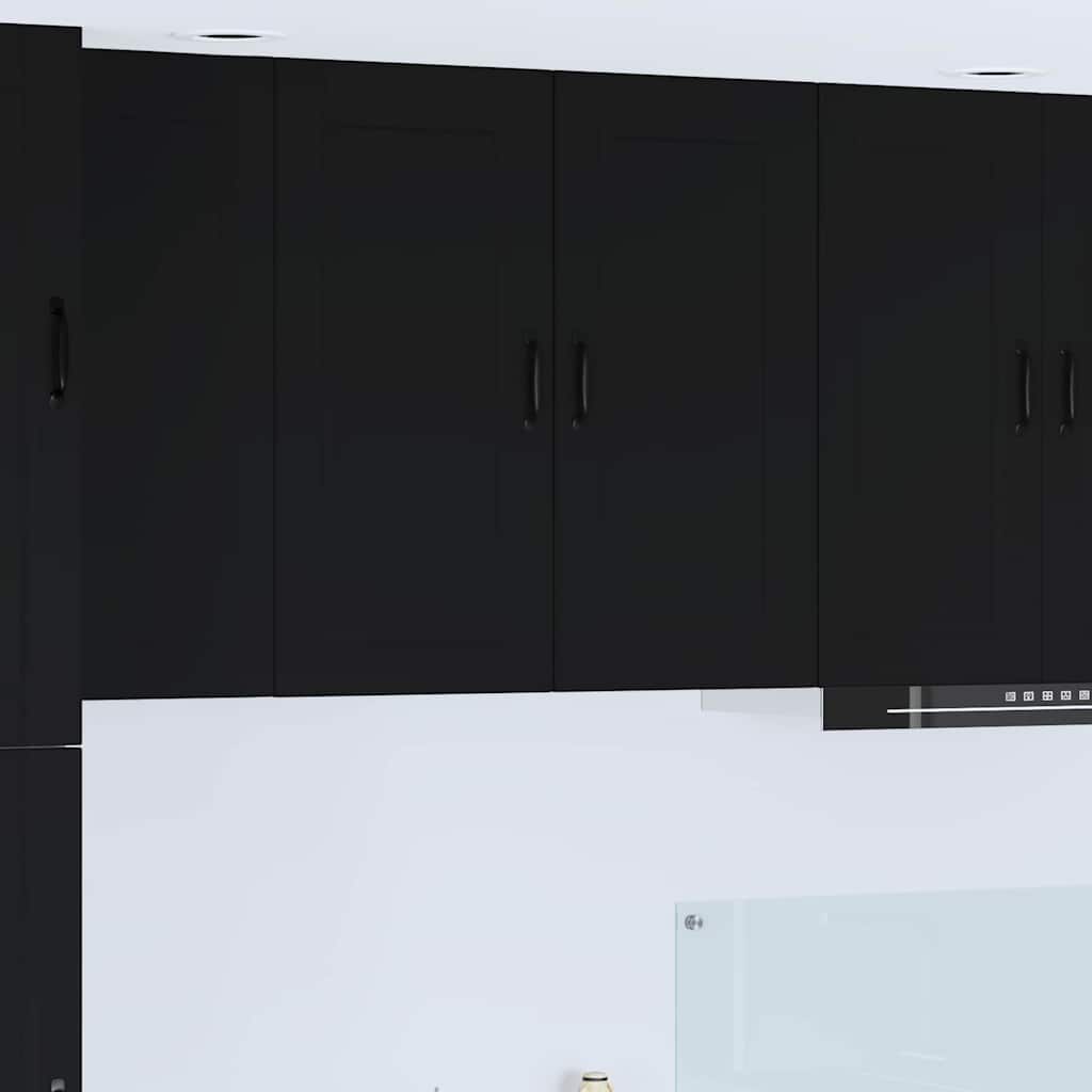 Keukenkast aan de muur Zwart 80 x 31 x 80 cm Bewerkt hout