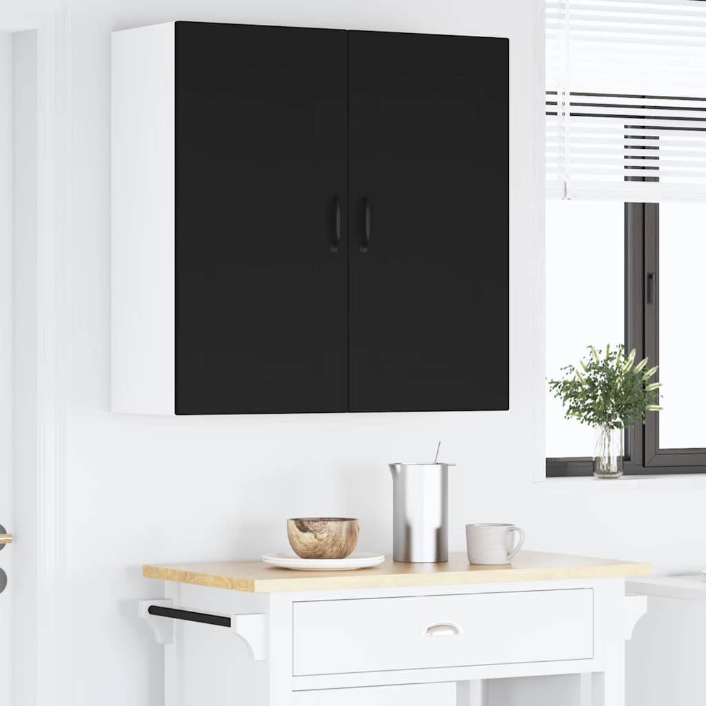 Keukenkast aan de muur Zwart 80 x 31 x 80 cm Bewerkt hout