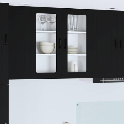 Keukenkast aan de muur Zwart 80 x 31 x 80 cm Bewerkt hout