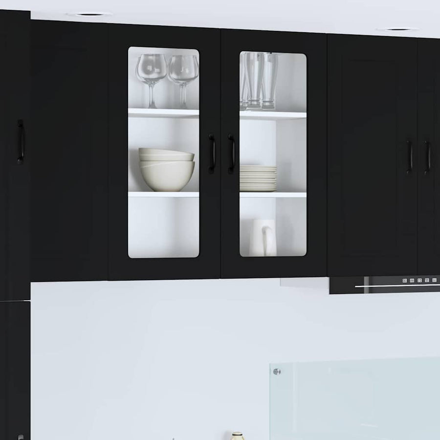 Keukenkast aan de muur Zwart 80 x 31 x 80 cm Bewerkt hout