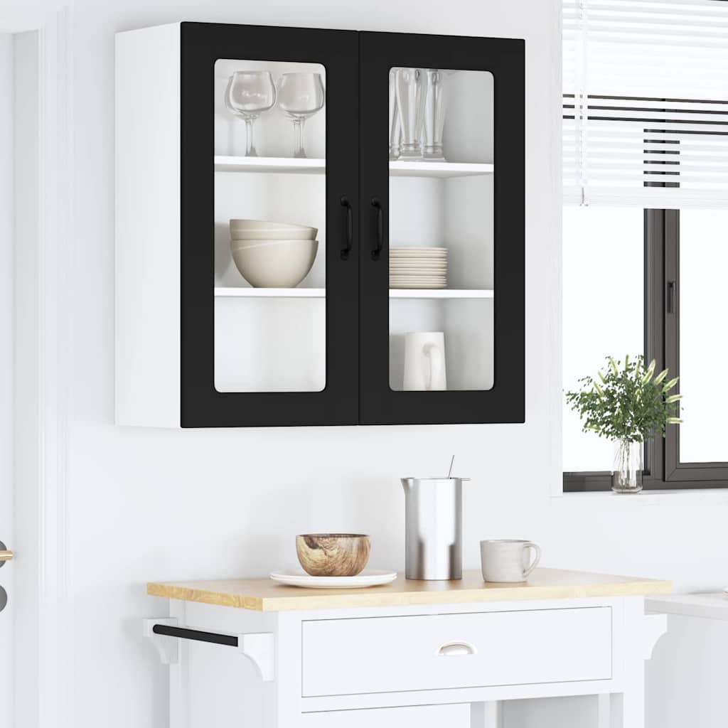 Keukenkast aan de muur Zwart 80 x 31 x 80 cm Bewerkt hout