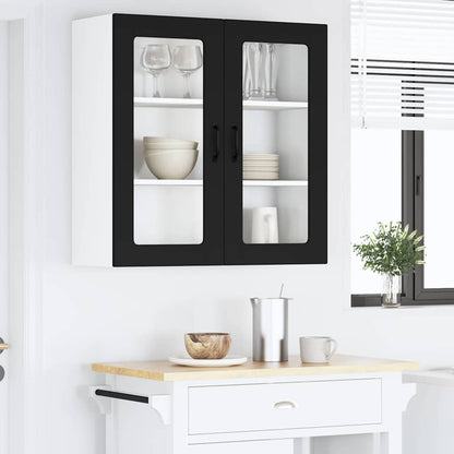 Keukenkast aan de muur Zwart 80 x 31 x 80 cm Bewerkt hout
