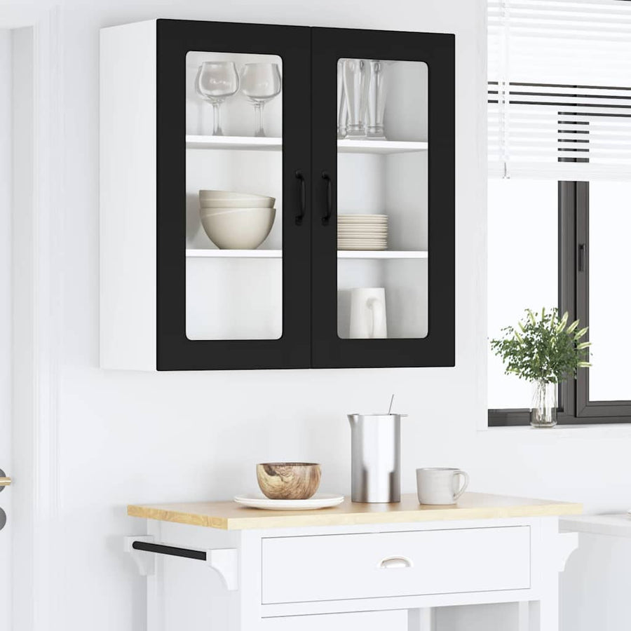 Keukenkast aan de muur Zwart 80 x 31 x 80 cm Bewerkt hout