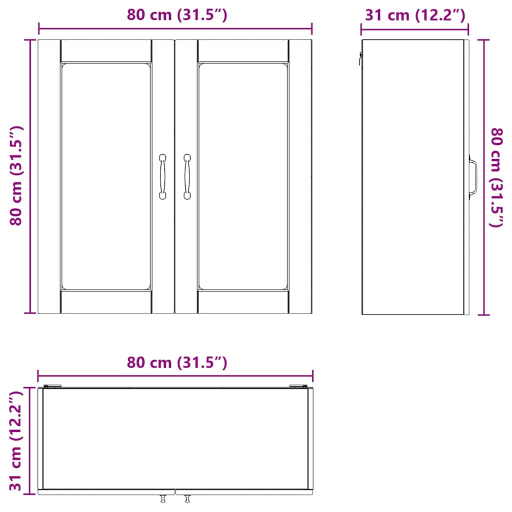 Keukenkast aan de muur met plank Sonoma Eiken 80 x 31 x 80 cm