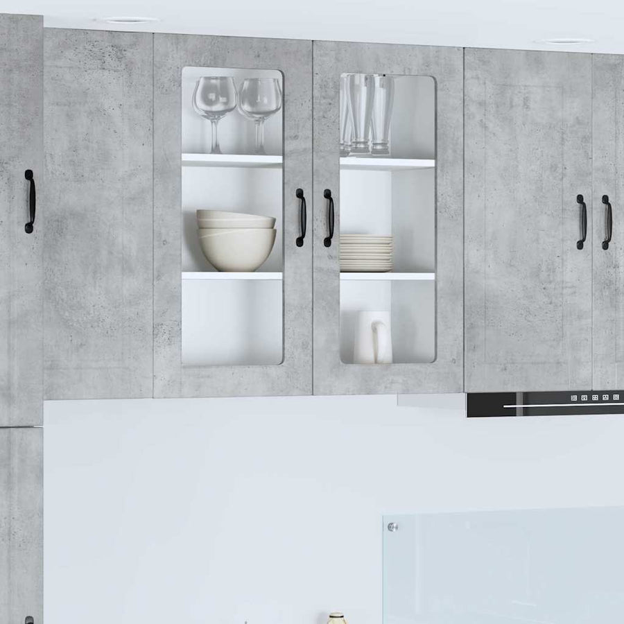 Keukenkast aan de muur Beton Grijs 80 x 31 x 80 cm Bewerkt hout