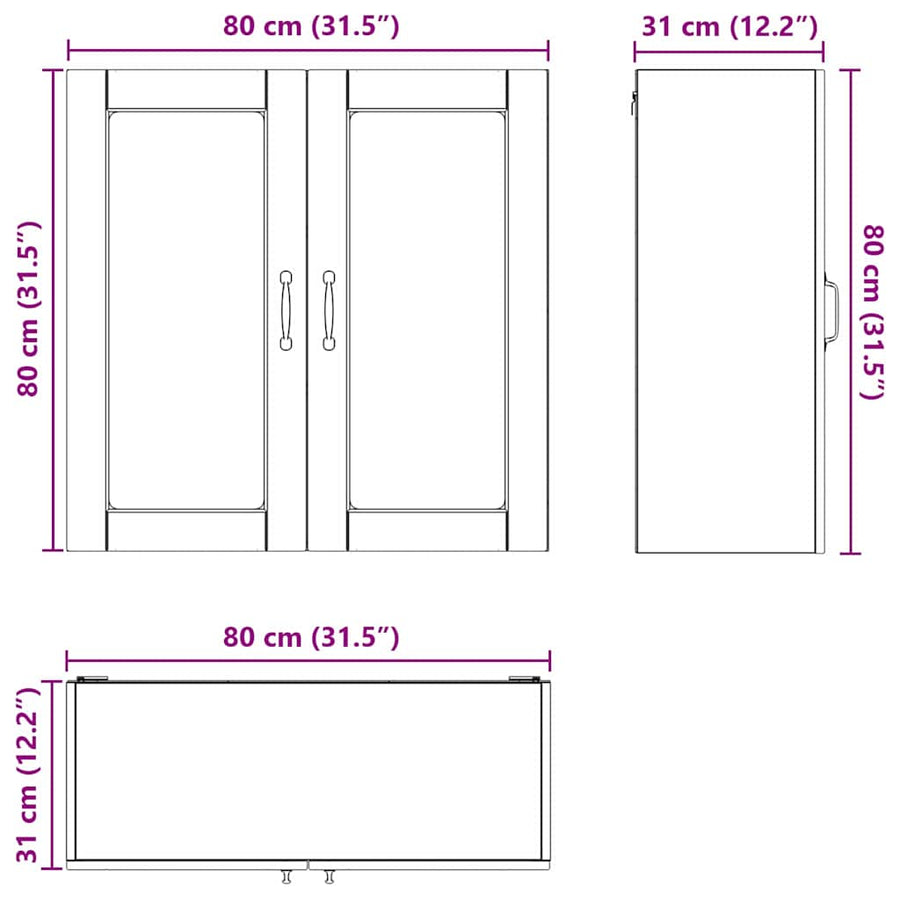 Keukenkast aan de muur met plank Grijs Sonoma 80 x 31 x 80 cm