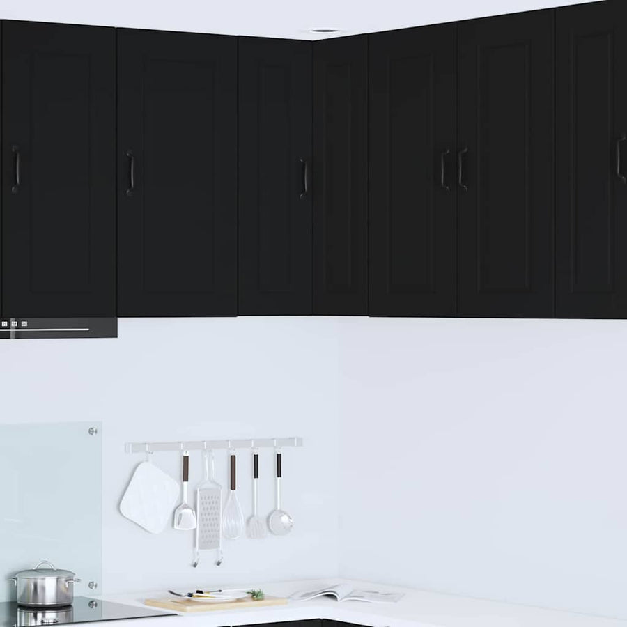 Keukenkast aan de muur Zwart 57 x 57 x 80 cm Bewerkt hout