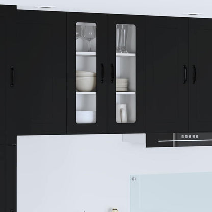 Keukenkast aan de muur Zwart 60 x 31 x 80 cm Bewerkt hout