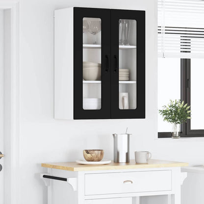 Keukenkast aan de muur Zwart 60 x 31 x 80 cm Bewerkt hout