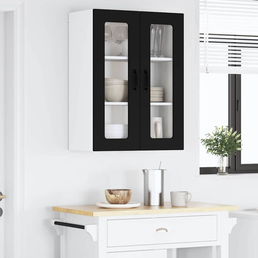 Keukenkast aan de muur Zwart 60 x 31 x 80 cm Bewerkt hout