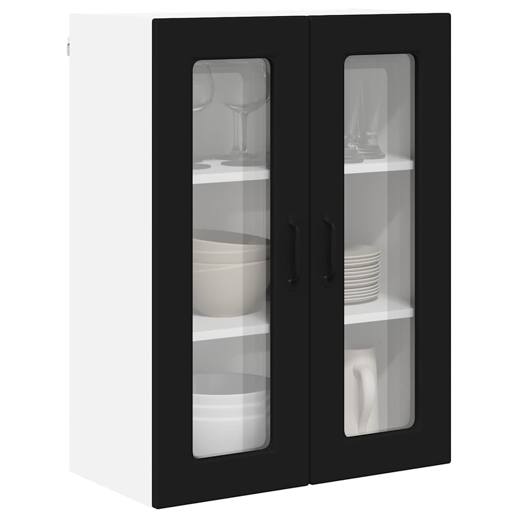 Keukenkast aan de muur Zwart 60 x 31 x 80 cm Bewerkt hout
