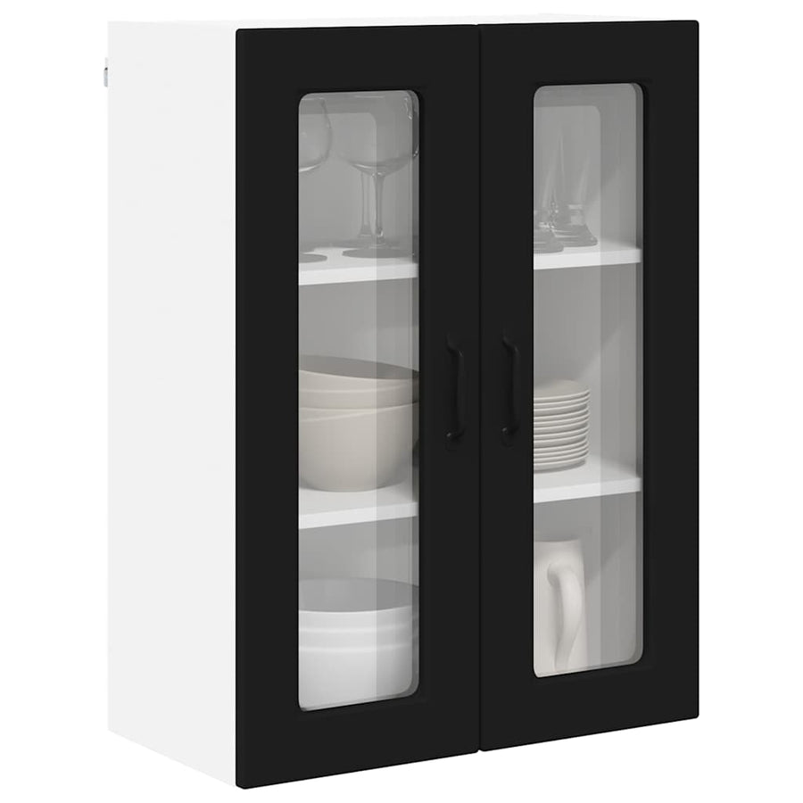 Keukenkast aan de muur Zwart 60 x 31 x 80 cm Bewerkt hout