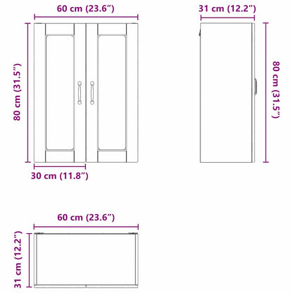 Keukenkast aan de muur Zwart 60 x 31 x 80 cm Bewerkt hout